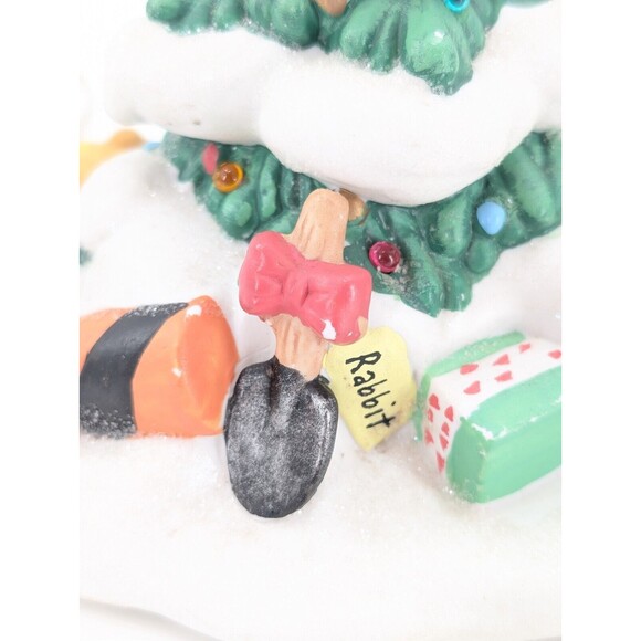 Disney Winnie the Pooh Porcelain Lighted Snowy Christmas Tree Vintage Works - Picture 9 of 13